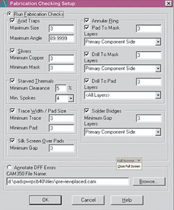 Figure 8. An advanced EDA tool provides a comprehensive fabrication checking capability